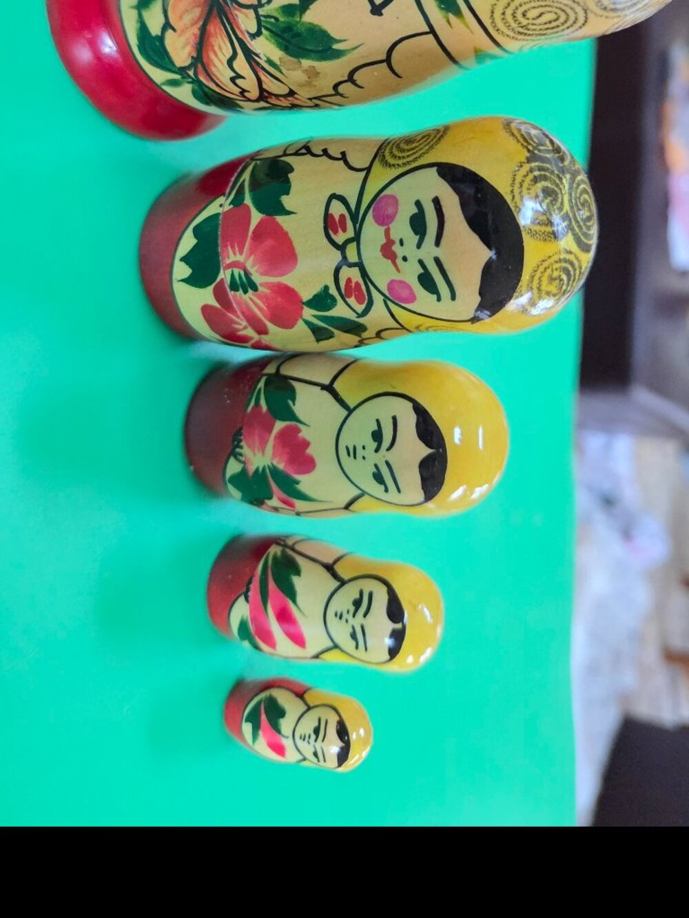 vintage wooden Russian nesting dolls or babushka dolls